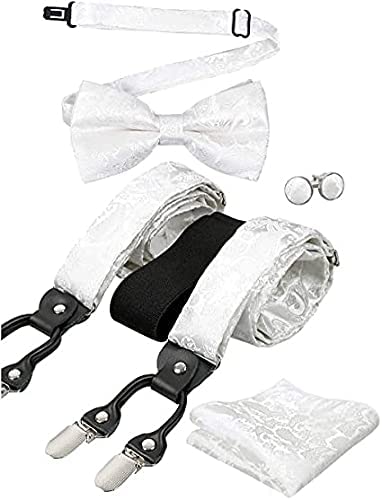 Men's Paisley Suspender and Bowtie, Hanky, Cufflinks Set-BD074