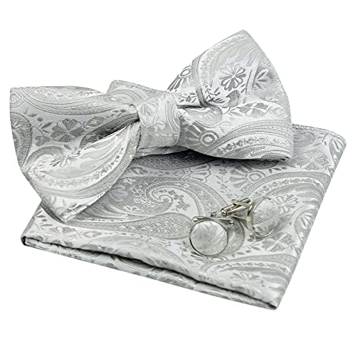 Men's Paisley Bow Tie, Pocket Square, Cufflinks Set, 168