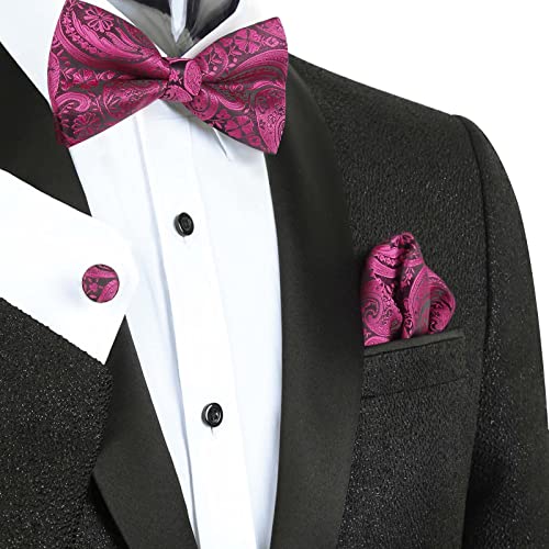 Men's Paisley Bow Tie, Pocket Square, Cufflinks Set, 168