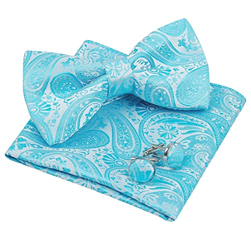 Men's Paisley Bow Tie, Pocket Square, Cufflinks Set, 168