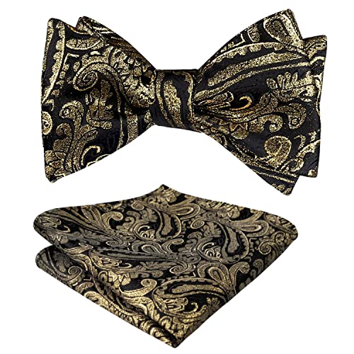 Men's Paisley Jacquard Self Bow Tie Pocket Square Set, 176