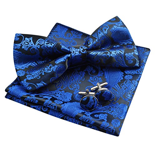 Men's Paisley Bow Tie, Pocket Square, Cufflinks Set, 168