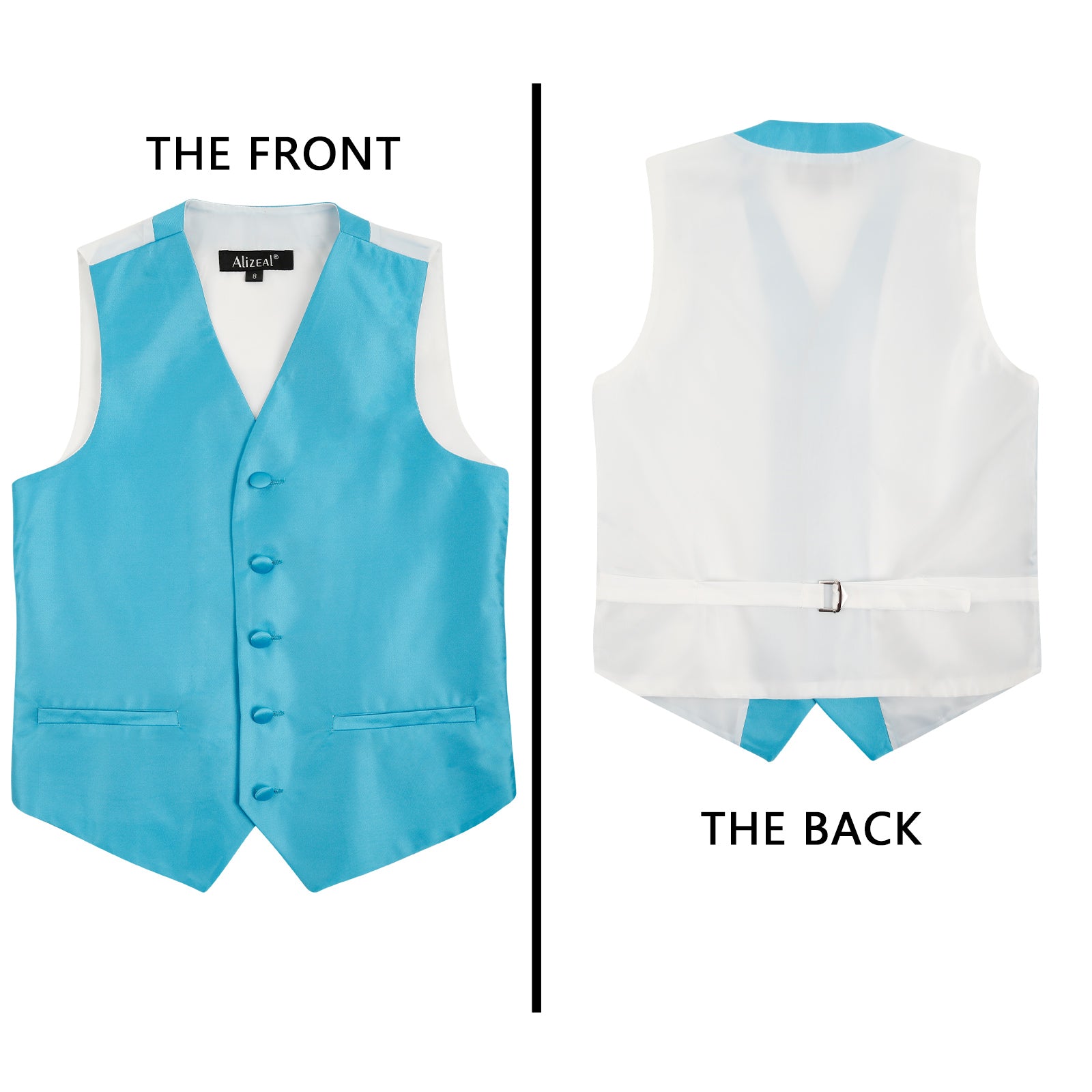 Boy's Classic Solid Bow Tie, Necktie and Suit Vest Set, 078-Turquoise