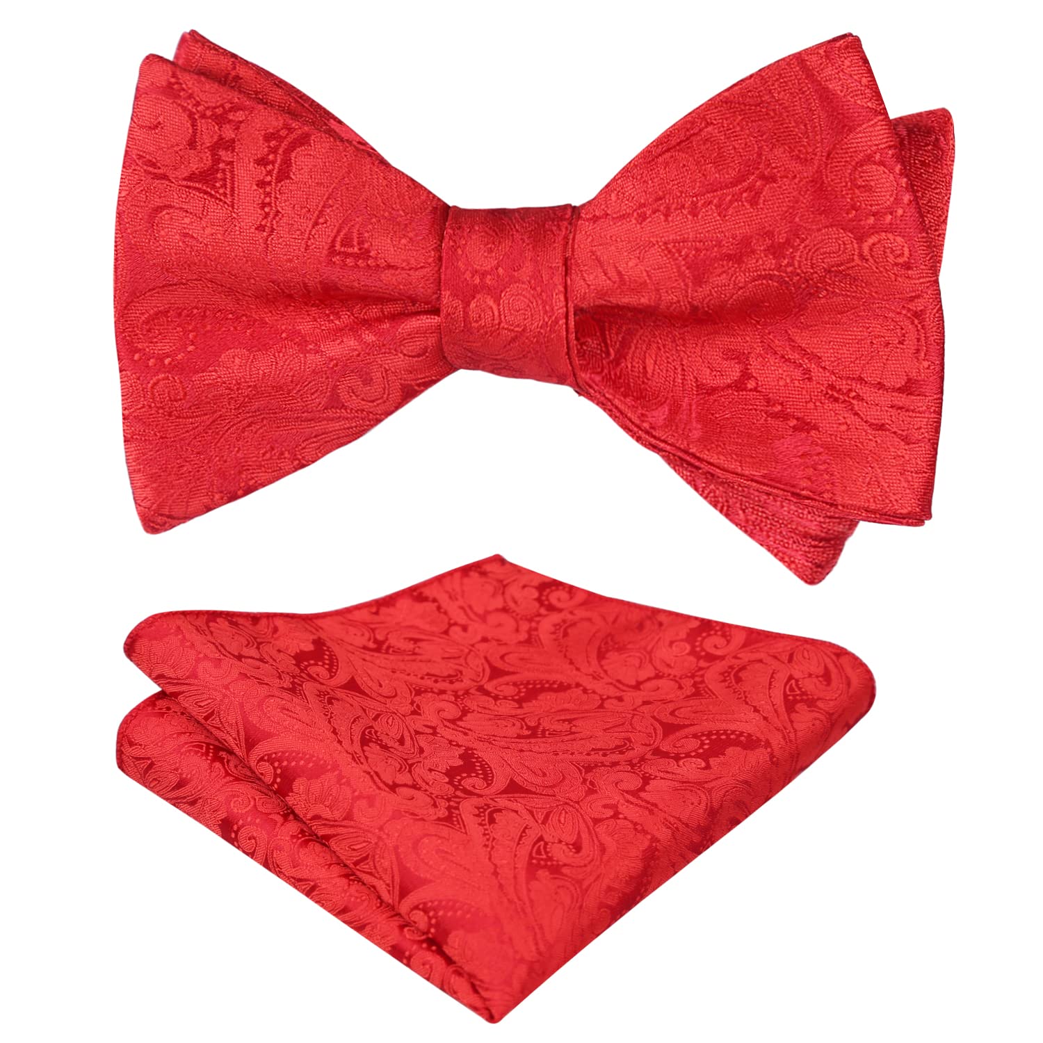 Men's Paisley Jacquard Self Bow Tie Pocket Square Set, 176