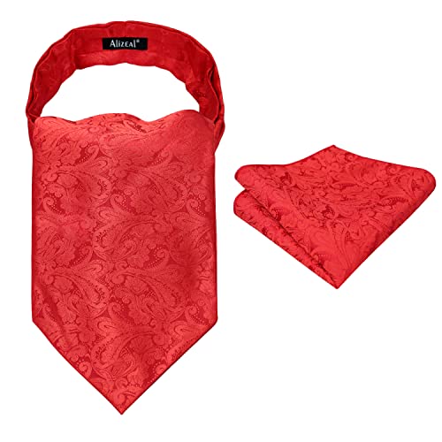 Men's Paisley Ascot Tie Cravat Satin Self Tie and Handkerchief Set, 139