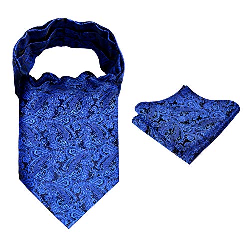 Men's Paisley Ascot Tie Cravat Satin Self Tie and Handkerchief Set, 139