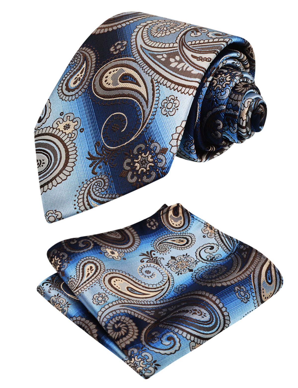 Men's 3.15inches Rose Flower Pattern Tie with Floral Printed Pocket Square Set, 145