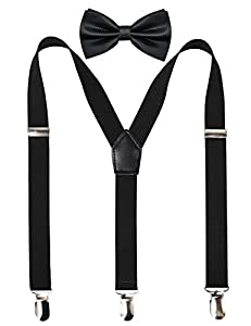 Men's 2.5CM Unisex's 3-Clip Suspender and Bow Tie Set, BD077