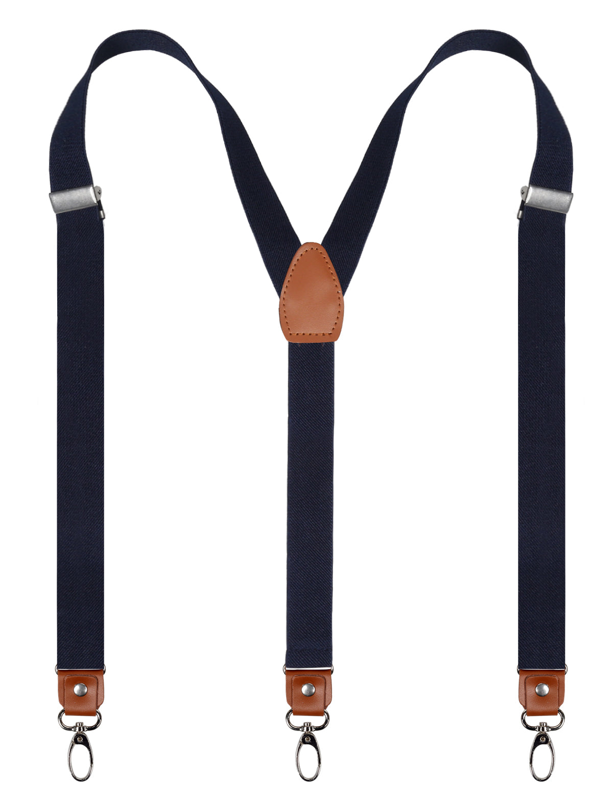 Men's 1 Inch 3 Swivel Hooks Suspender with Leather Joint and Elastic Band, BD034